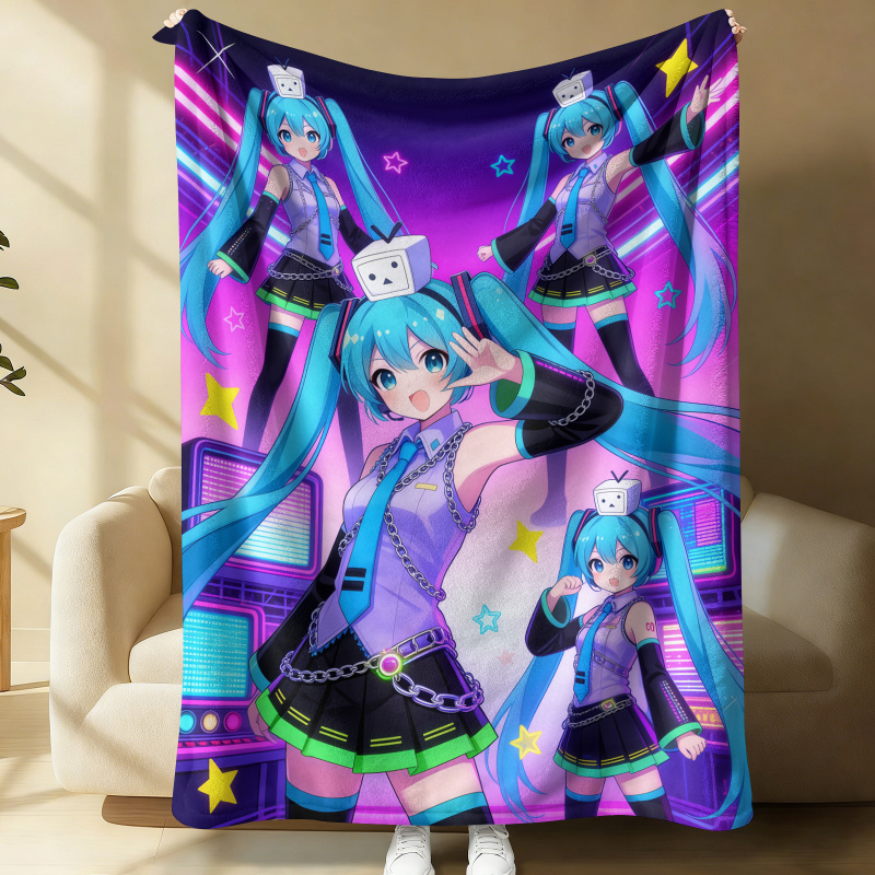 Outdoor Camping Anime - Hatsune Miku flanellen deken, Anime Office