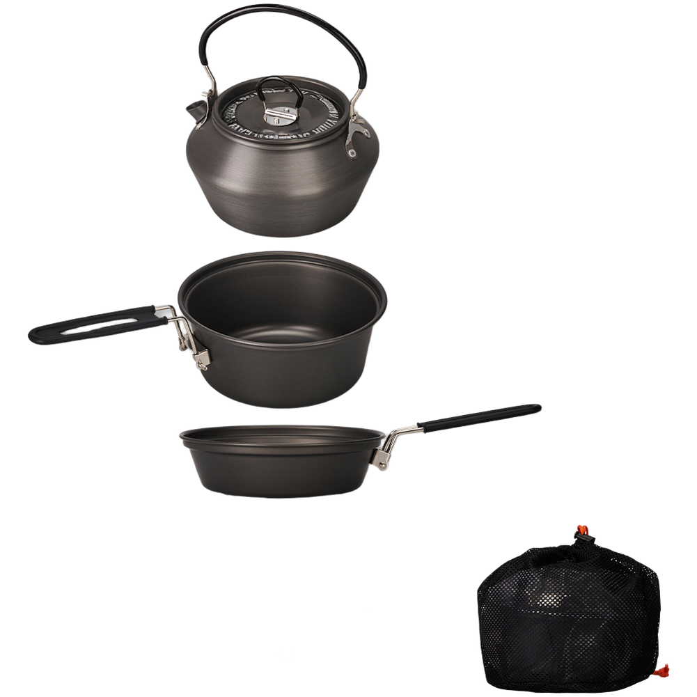 Outdoor Camping Kettle - Lichtgewicht campingkookgerei van aluminiumlegering, 3-delige pot