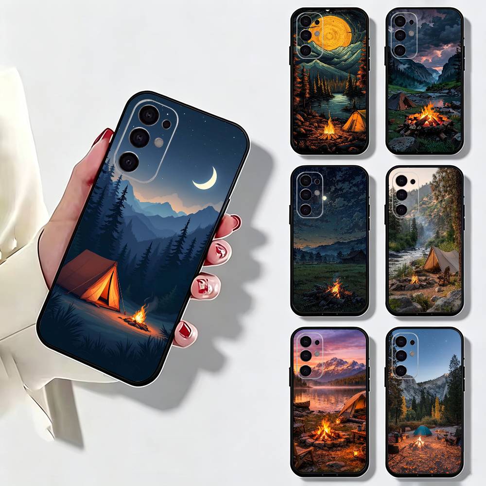 Outdoor Camping Anime - Bergachtige natuur outdoor camping telefoonhoesje voor