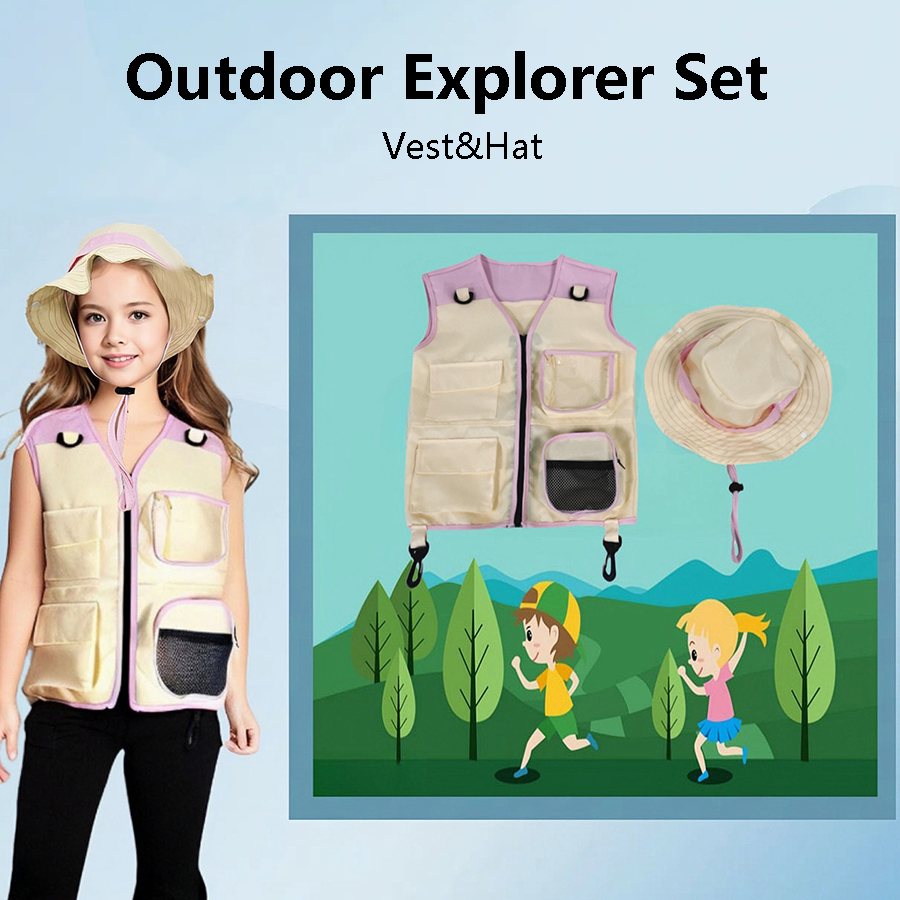 Outdoor Camping Kids Activities - Kinderen Ontdekkingsreiziger Vest Hoed Pak Outdoor