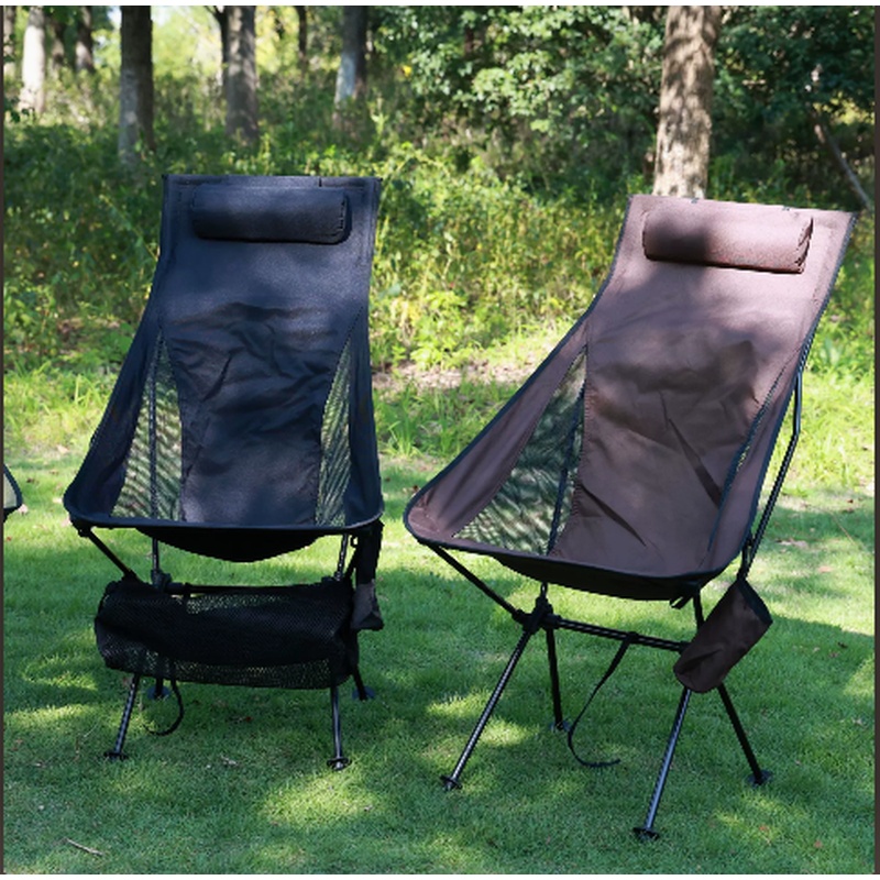 Outdoor Camping Table And Chairs - Lichtgewicht aluminium opvouwbare campingstoel met hoofdsteun,