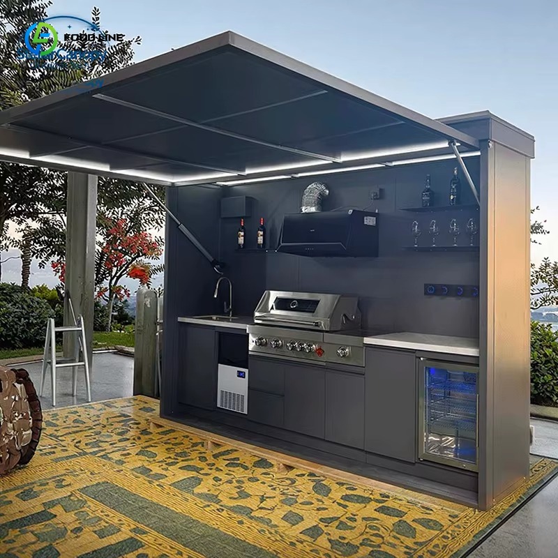 Outdoor Camping Kitchen With Sink - Geïndividualiseerde Camping Buitenkeuken Set Multifunctionele BBQ-eilandkast