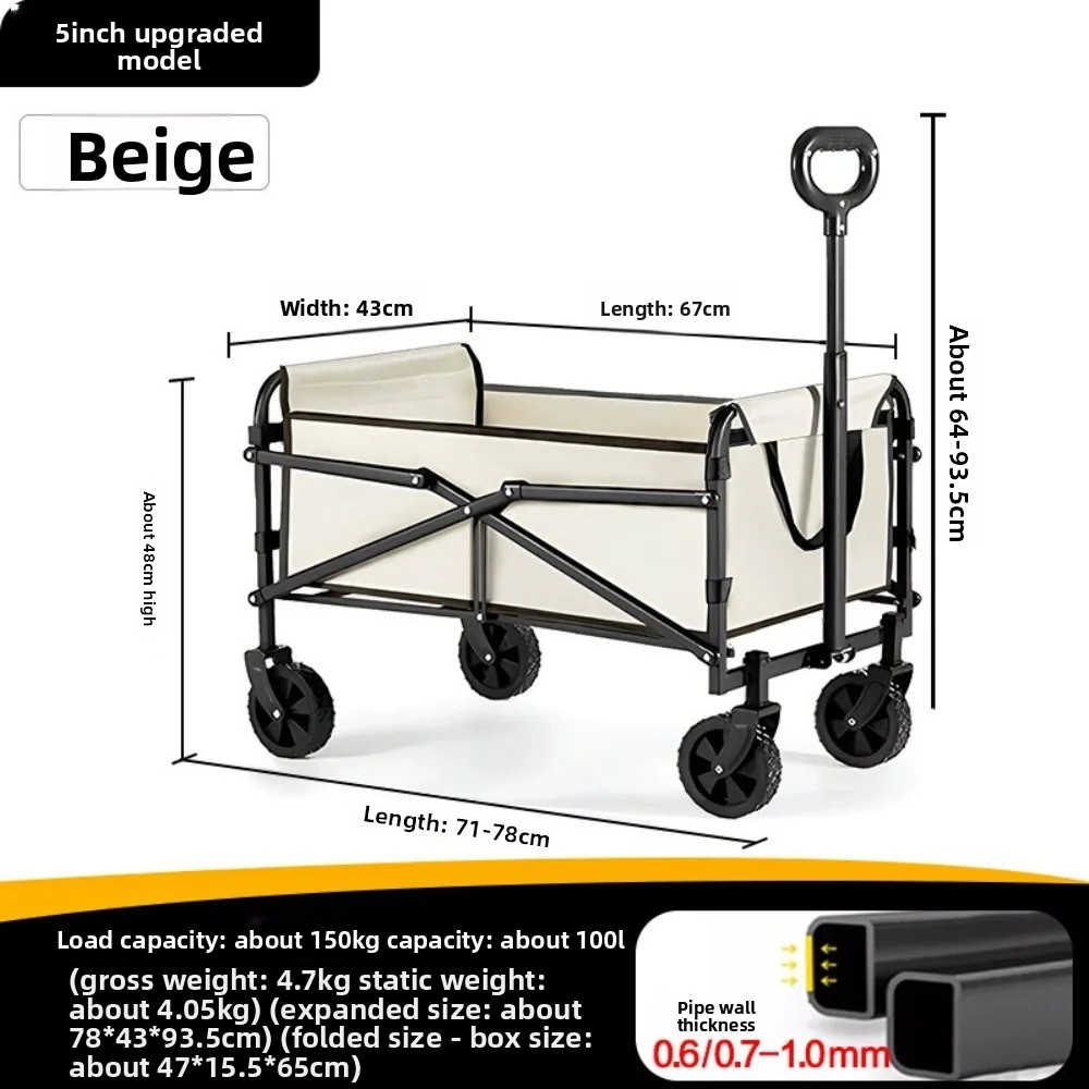 Outdoor Camping Trolley - Lichtgewicht opvouwbare campingkar, kleine trolley voor