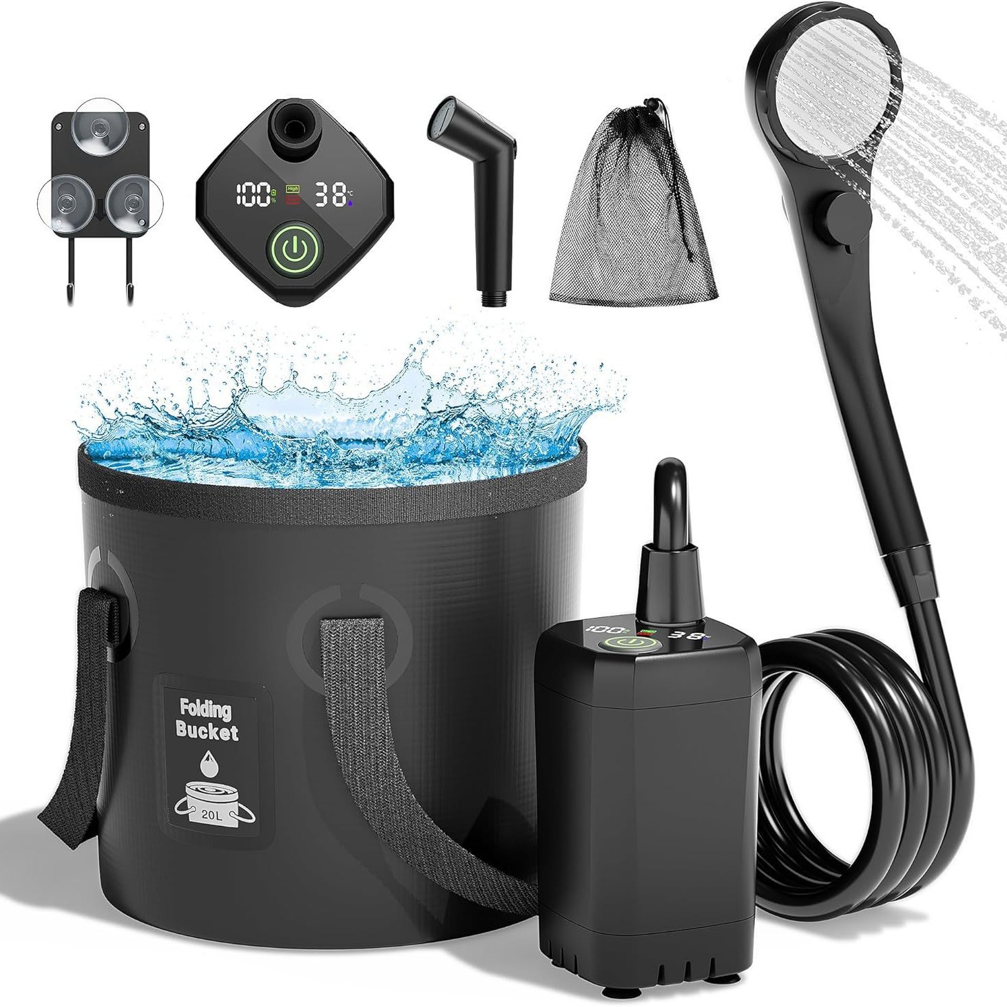 Draagbare zelf-aanzuigende ele - Outdoor Camping Shower recensie en prijs
