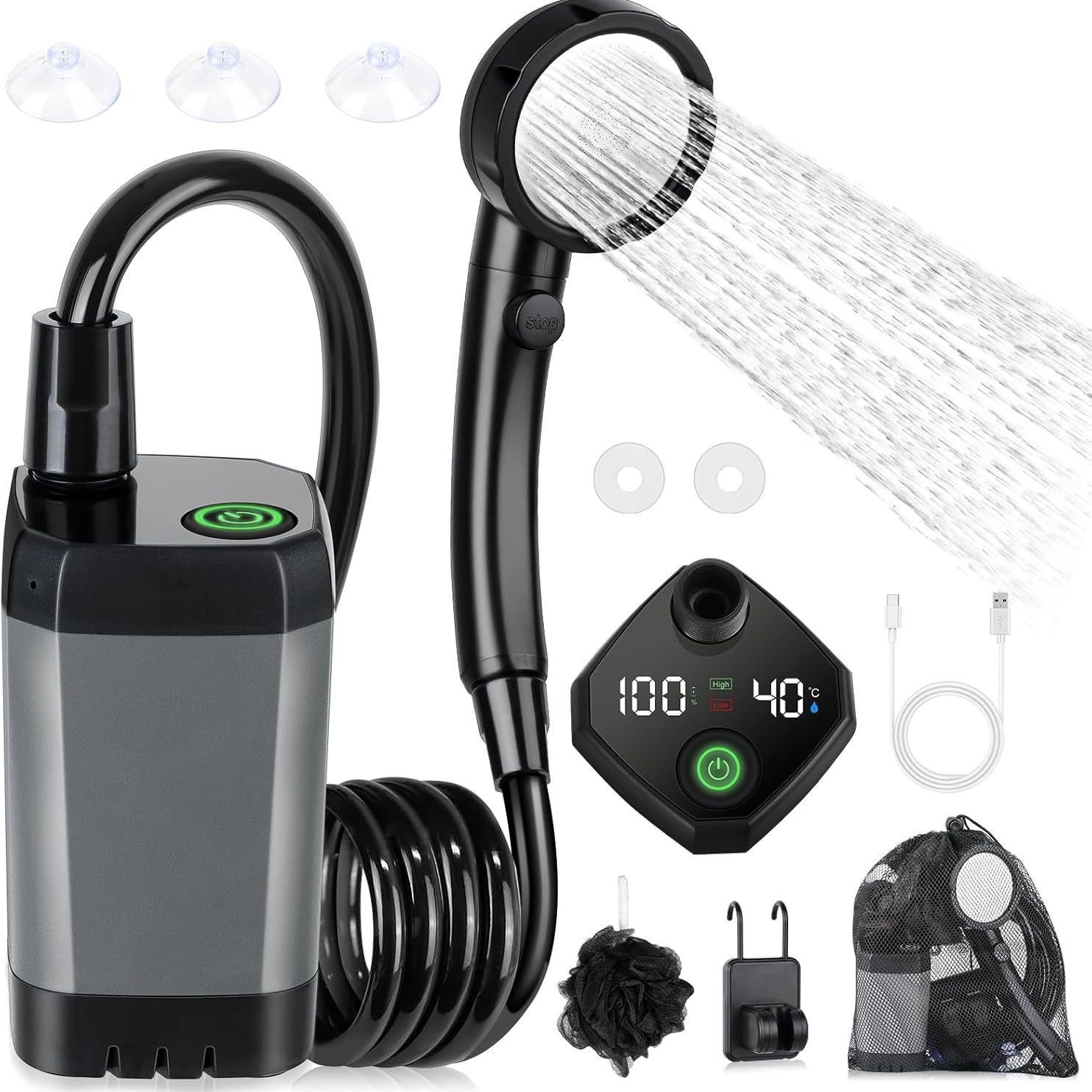 Draagbare zelf-aanzuigende ele - Outdoor Camping Shower recensie en prijs