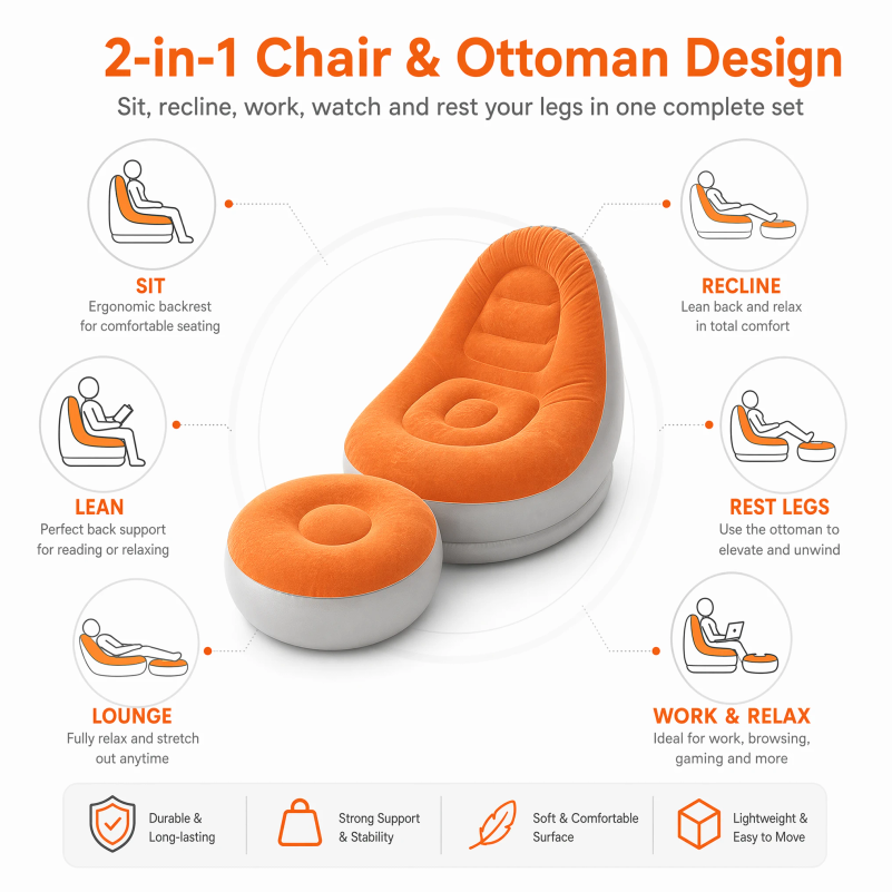 Opblaasbare Lazy Sofa Set met  - Outdoor Camping Table And Chairs recensie en prijs