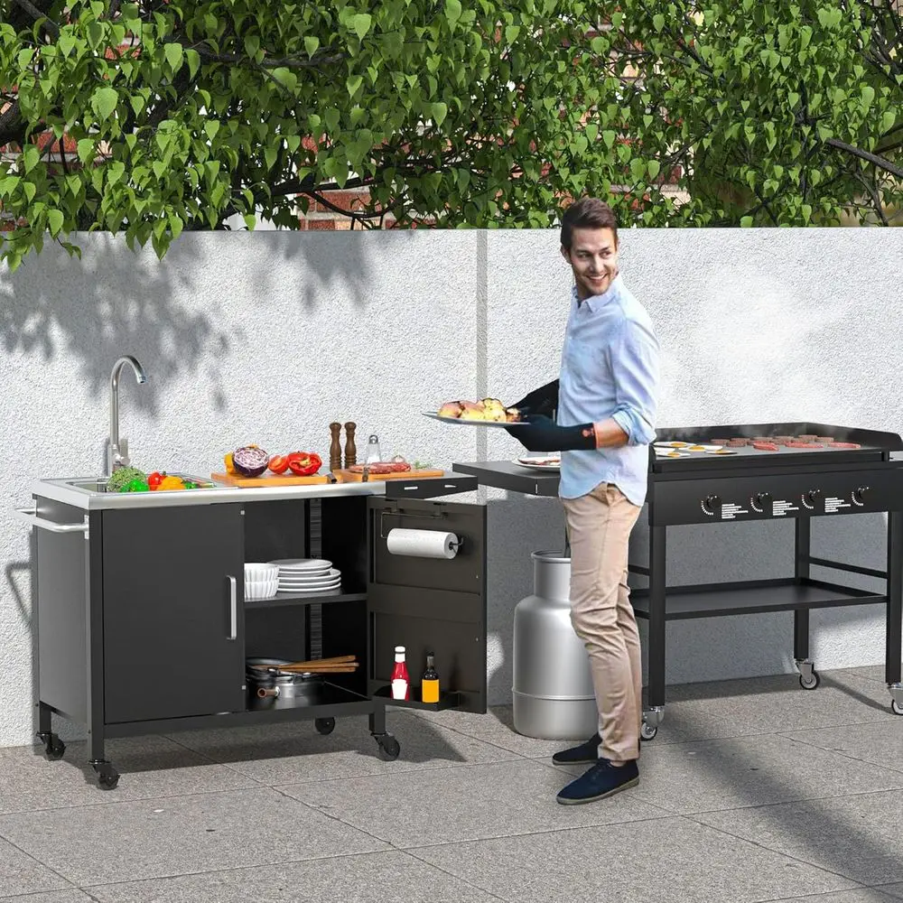 Buitenkeuken eiland met roestv - Outdoor Camping Kitchen With Sink recensie en prijs