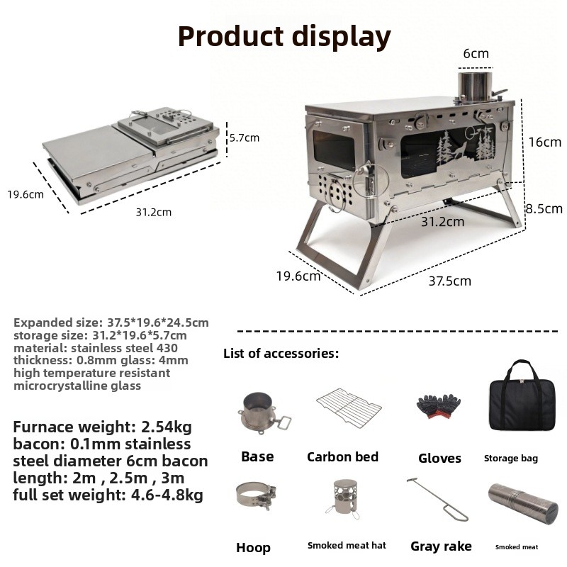 Roestvrijstalen opvouwbare dra - Outdoor Camping Stove Wood recensie en prijs